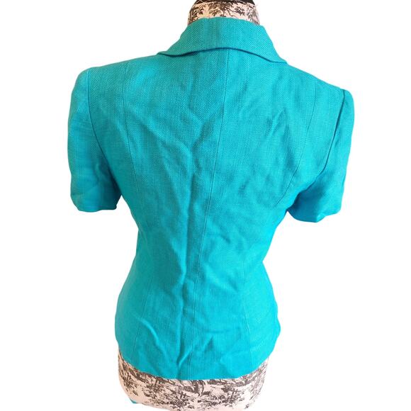 DONNA MORGAN 2pc teal short sleeve suit sz 6 **read*** - Picture 4 of 13